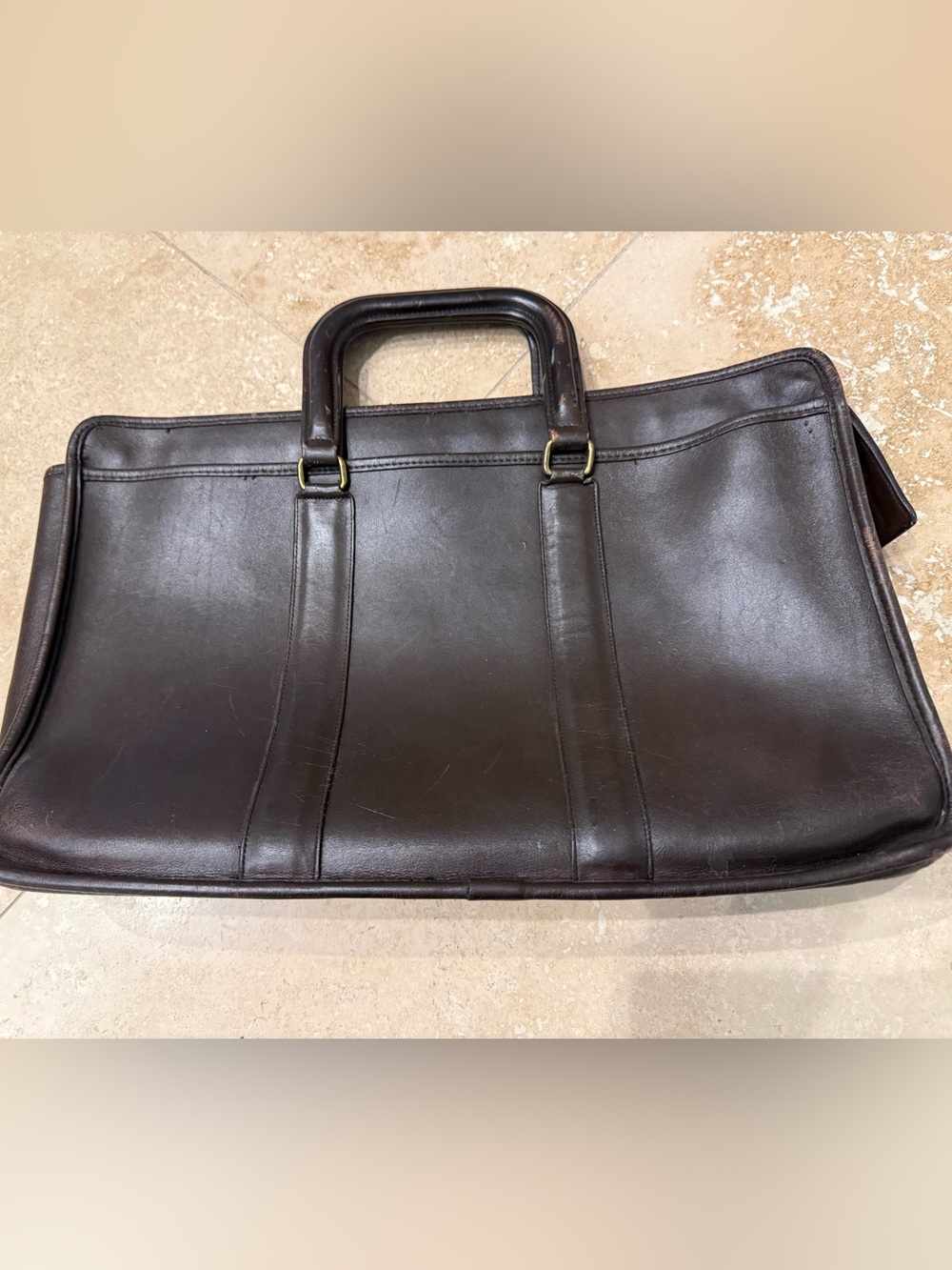 Classic Men's Coach Embassy Leather Briefcase - Dark Brown